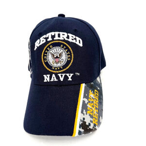 U.S. Navy Retired Adjustable Hat Blue Digital Camo Brim Embroidered Cap